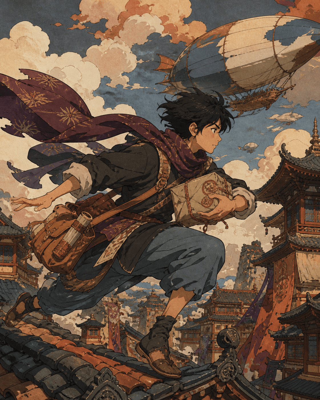 Colored anime sky courier artwork